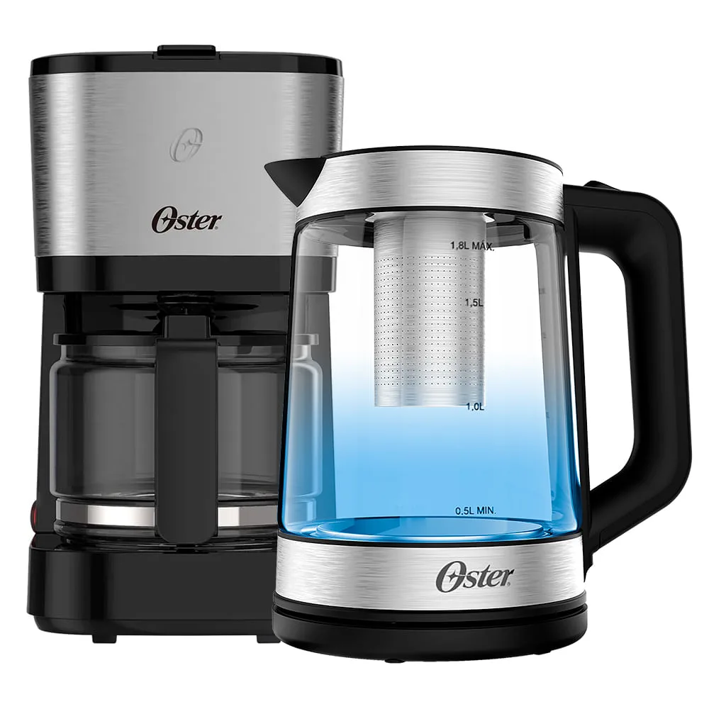 Kit Chaleira Elétrica Oster Tea e Cafeteira Inox Compacta - 127V