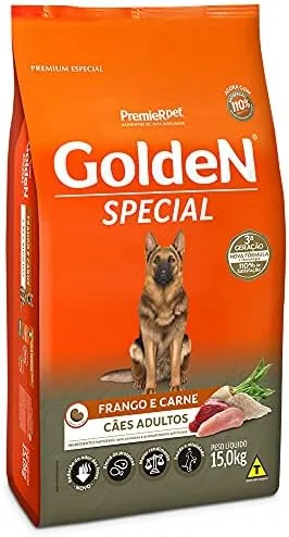 Premier Pet Golden Special - Ração para Cães Adultos, Sabor Frango e Carne, 15kg