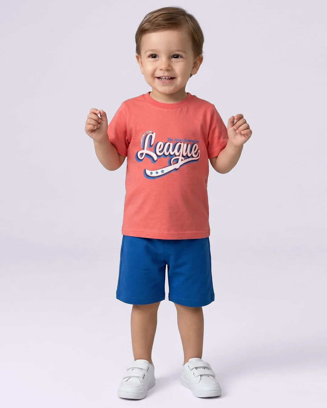 Camiseta Bebê Algodão Estampa League Manga Curta Laranja