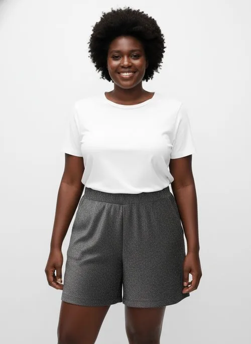 Shorts Feminino Prata Lurex Brilho