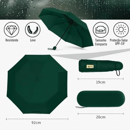 Guarda chuva de Bolso Ultra Compacto e Versátil – Mini Guarda-chuva Dobrável com Proteção UV, Leve e Portátil – Inclui Estojo Estilo Cápsula para Chuva e Sol