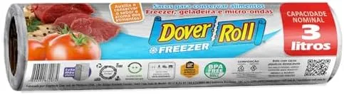 Freezer-Roll Saco Para Alimentos 3 Litros Transparente Rolo Com 50 Sacos Cada