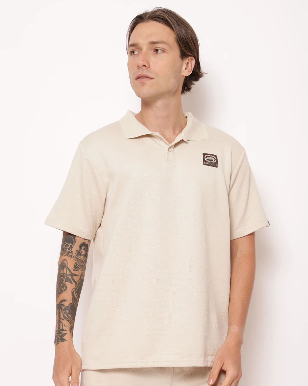 Camisa Polo Ecko Unltd Masculina Texturizada Bege