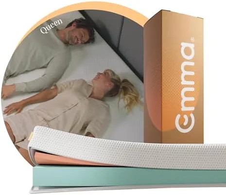 Colchão Queen Emma One Light - 158x198x18cm, Colchão de Espuma com 2 Camadas, Firmeza Ideal, Suporte Corporal, Conforto e Frescor, 100 Noites de Teste, 10 Anos de Garantia