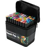Caneta Marcadora Artística Touch Pen 60 Cores Ponta Dupla (Chanfrada e Fina) com Estojo com Zíper, Oval - BT 60 UN