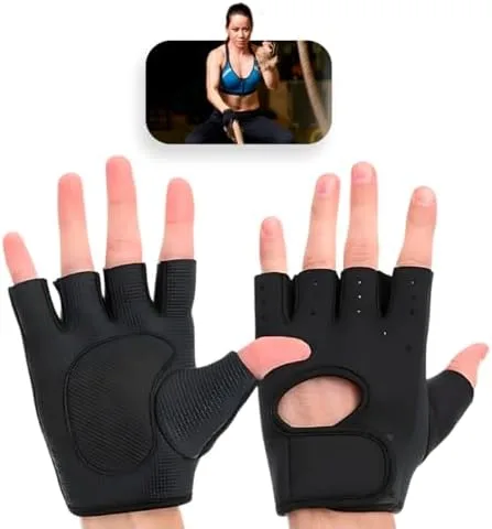 Par de Luva Academia Musculação Feminina Masculina Luva Ciclismo Treino Fitness Ginástica Proteção Antiderrapante Anticalos Ajustável Acolchoada Anatômica Unissex Neoprene Respirável Tamanho Único