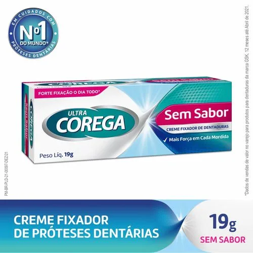 Ultra Corega Creme Fixador de Dentadura com bico de precisão Sem Sabor 19g