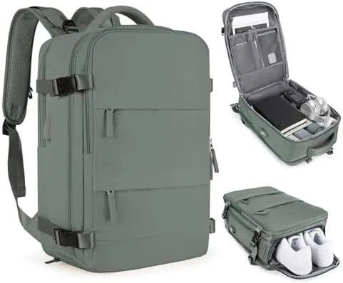 Mochila Viagem, Mochila Feminina Avião,40L Impermeável & Expansível,com Porta USB, Mochila Notebook Masculina Grande para Trabalho Casual Esportes Hiking Escolar Presente