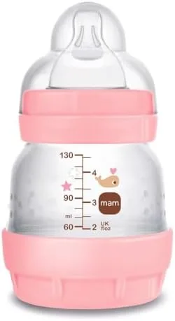 MAM Baby Kit 2 Mamadeiras Easy Start Starter Set Anticólica e Menos Bolhas de Ar, para Crianças 0+ Meses Autoesterilizável e com Bico de Silicone Skinsoft, Rosa