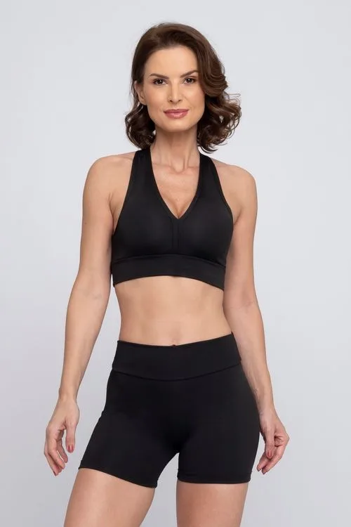 Top Esportivo Feminino Caedu Nadador Bojo Preto Fitness