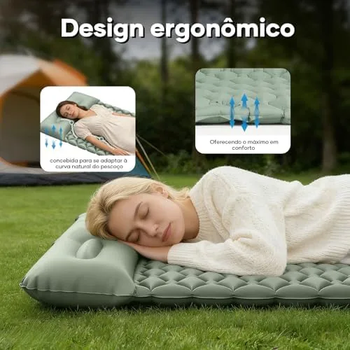 Colchão Inflável Solteiro Automático, Colchão Inflável Portátil para Acampamento, para Uso Interno/Externo, Inclui Travesseiro, Adequado para Acampamento, Cochilo, Caminhadas e Aventuras.