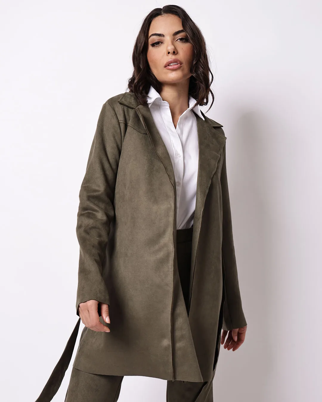 Parka Feminina Berry & Co. Suede com Bolsos Verde