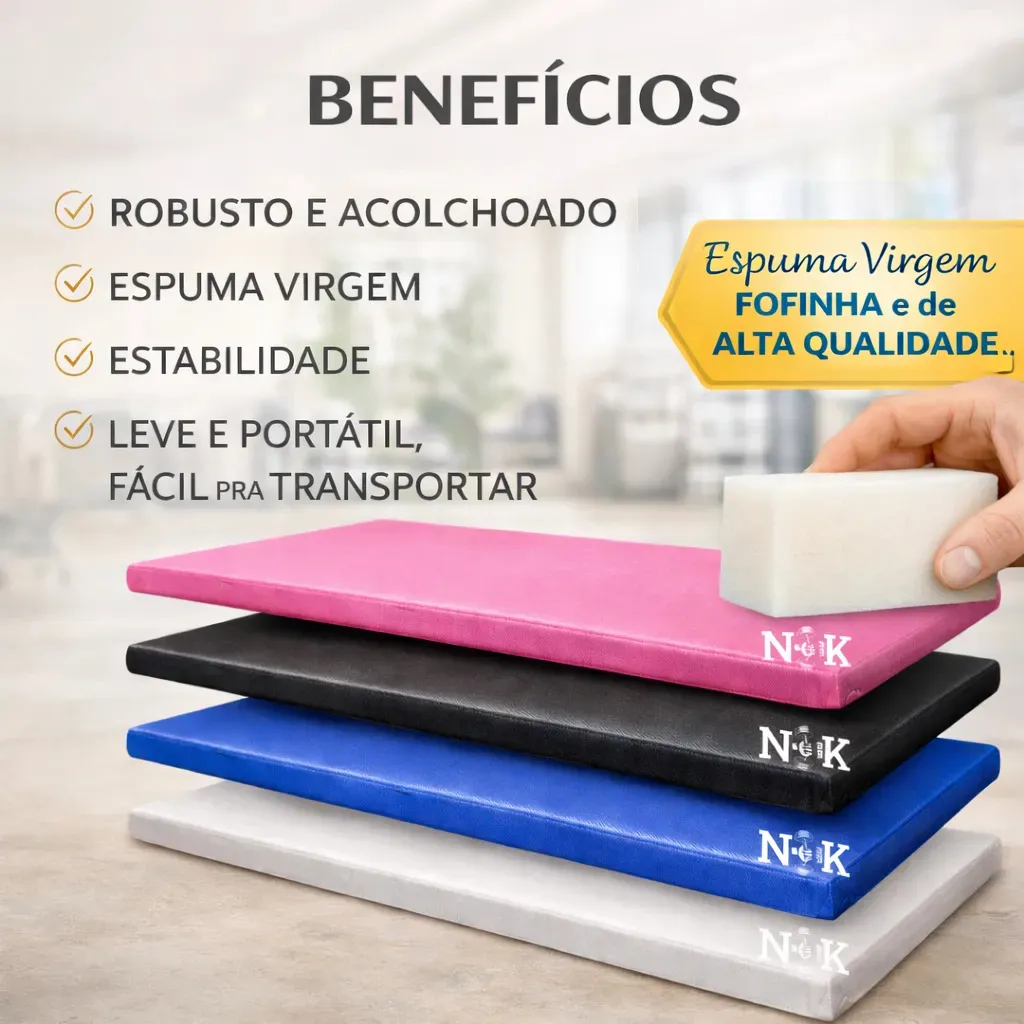 Colchonete Exercicios 90x40X3cm NBK FLEX Ginastica Treino Academia Colchonete D28 para Yoga Grande em Espuma de Abdominal Funcional Preto
