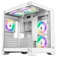 Gabinete Gamer Rise Mode Galaxy Glass M Mini, M-ATX, Lateral e Frontal em Vidro Temperado, Sem FANs, Branco - RM-GA-GGMN-FW