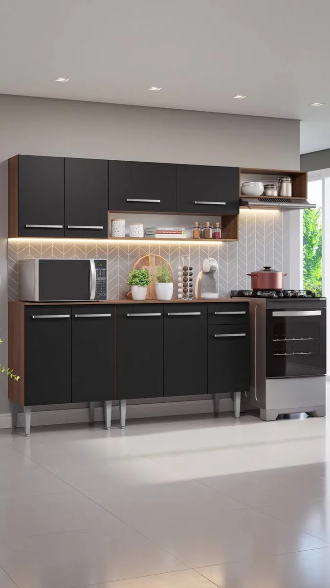 Cozinha Compacta Madesa Emilly Pop Com Armário E Balcão