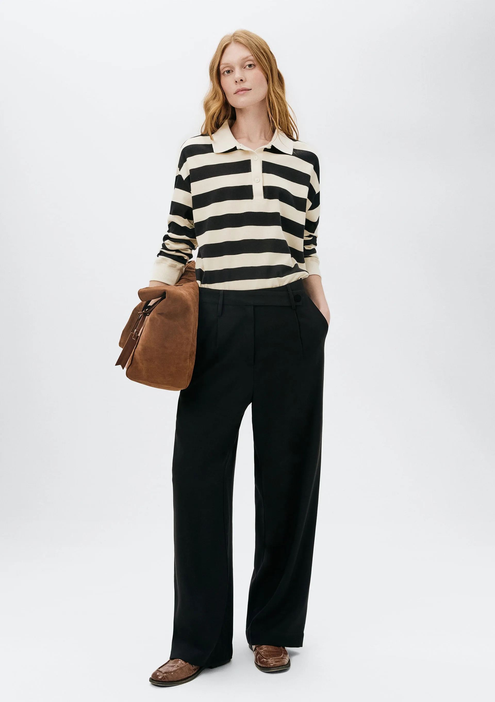 Calça Feminina Reta Cintura Alta Peach Touch - Preto