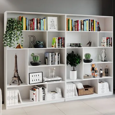 Kit 2 Estante para Livros 180cmx240cm 4 Prateleiras Seattle Yescasa