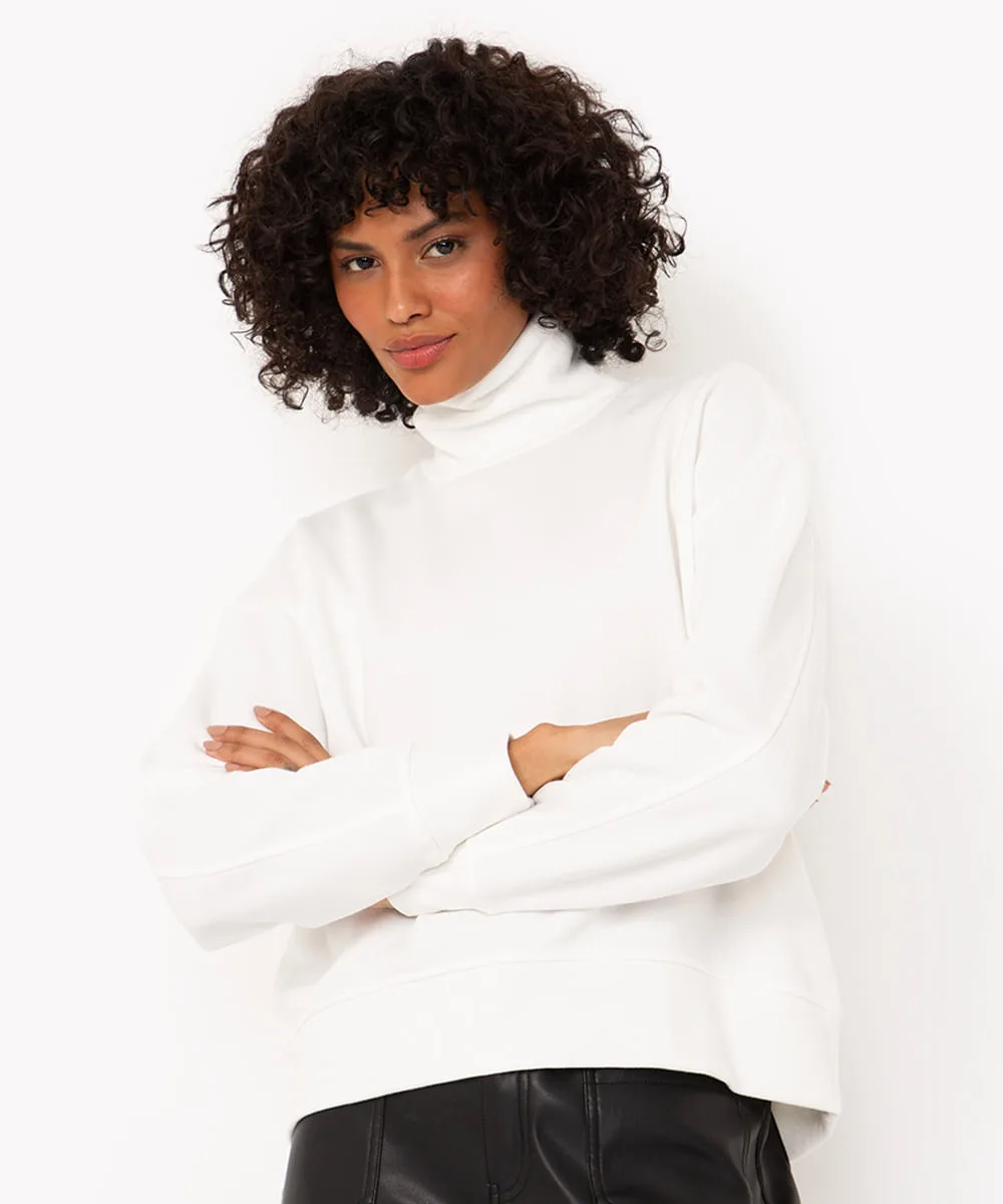blusão de moletom feminino gola alta off white