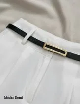 Modas Domi Calça Pantalona de Amarante com Cinto Coleção Nova 8441