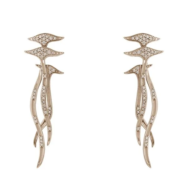 Brincos de Ouro Nobre 18K com diamantes cognac - Raias - Coleção Mar de Voltas