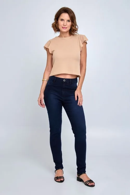 Calça Feminina Skinny Caedu Jeans Escuro Pala Cora