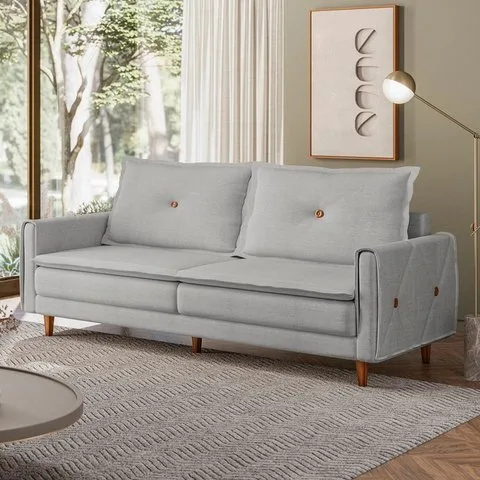 Sofá Living 3 Lugares com Pés em Madeira Maciça 210cm Sololá Yescasa