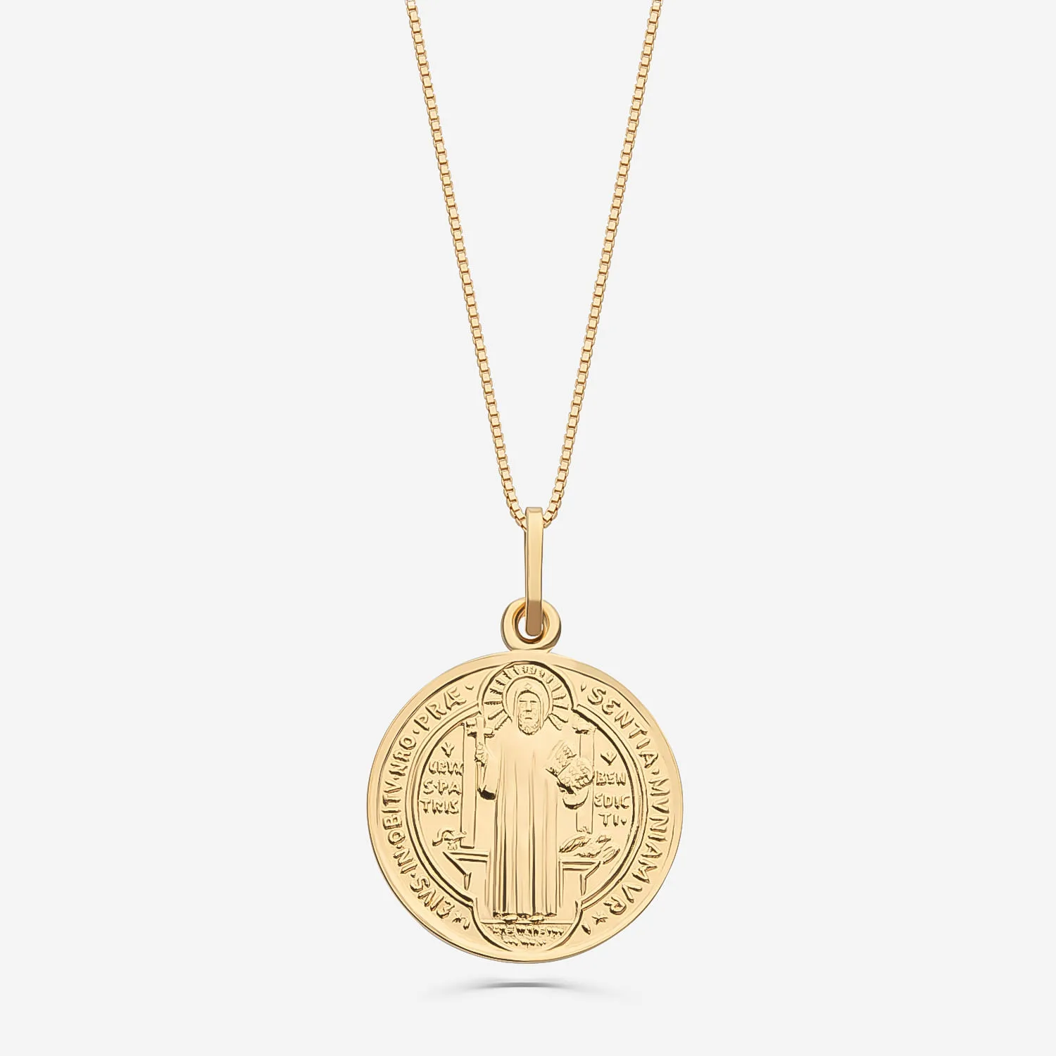 Pingente Medalha São Bento em Ouro Amarelo 18k