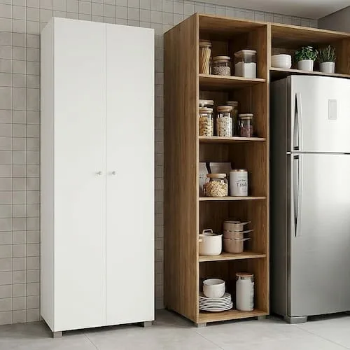 Armário Multiuso Bartira New Clean Branco 2 Portas em MDP com 3 Prateleiras