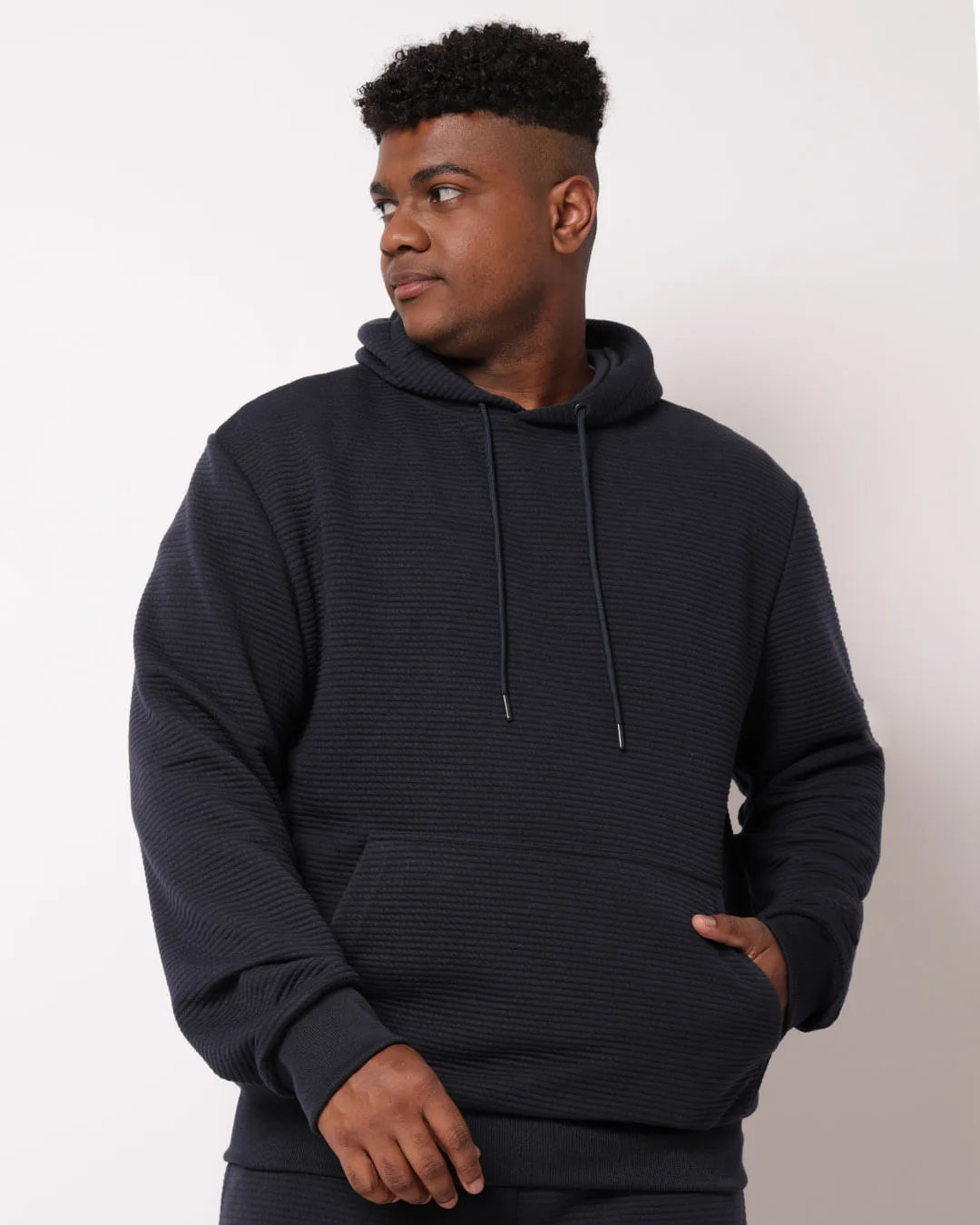 Blusão Moletom Plus Size Masculino Canelado Marinho