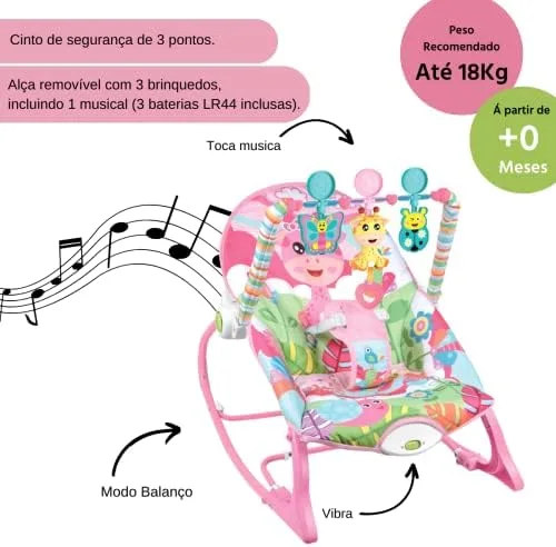 Cadeira de Descanso Balanço Funtime 18kgs Unicórnio Maxibaby