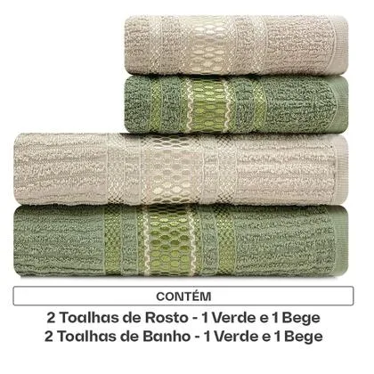 Jogo de Toalhas 4 Peças Banhão Gigante + Rosto 100% Algodão Marcotex Capri - Emcompre