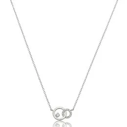 Gargantilha de Prata 45cm Círculos Vazado Liso e Cravejado com Zircônias - GG25961
