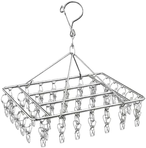 Varal Aço Inox 40 Prendedores Calcinha Meias Cuecas Roupa Íntima Dobrável Lavandeira com Rotação 360º Ideal para Apartamentos Economia de Espaço