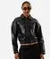 jaqueta bomber feminina de poliuretano marrom