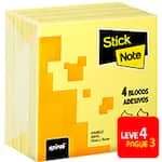 Bloco Adesivo Pop-Up 76x76mm Amarelo com 400 Folhas Leve 4 Pague 3, Stick Note -...