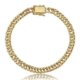 Pulseira de Ouro 10K Malha Grumet Dupla 20cm - PS23171