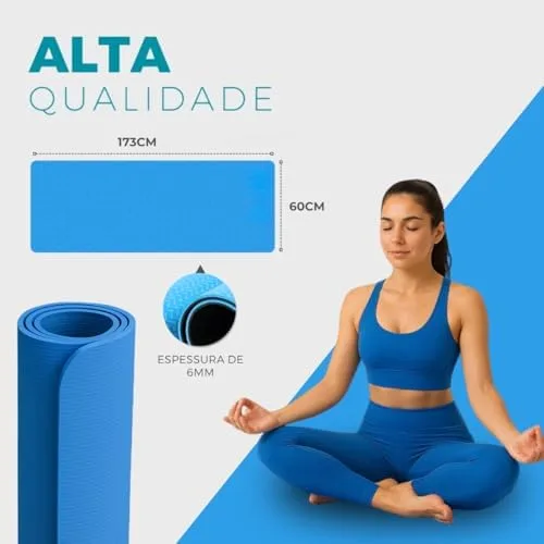 Tapete de Yoga Dupla Camada EVA 6mm Antiderrapante Pilates Fitness Ginástica