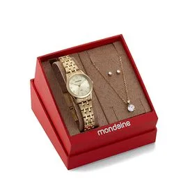 Kit Relógio Feminino Mondaine Dourado 32608LPMKDE1K1