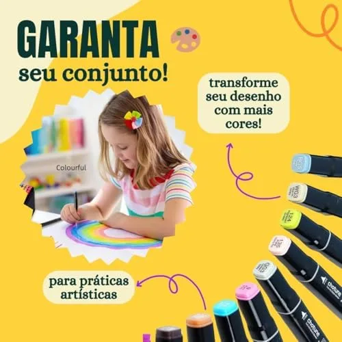 Canetas para Pintar Bobbie Goods, Caneta Touch, para Livro de Colorir, Marcador - Canetinhas Ponta Dupla, Secagem Rápida, Base de Álcool, Não Tóxicas - Criativo Antiestresse - PREMIUM (120)