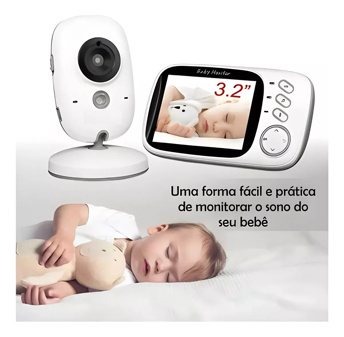 Baba Eletrônica Baby Monitor Vb603 Visão Noturna Dual Audio Cor Branco Estary Shop