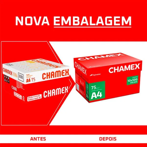 Papel Sulfite A4, 75g, 210mmx297mm, Caixa com 10 resmas - 5000 Folhas, Chamex CX 5000 FL