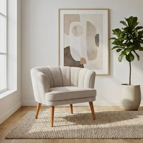 Poltrona Decorativa para Recepção Pés de Madeira Natural Tecido Veludo Premium Suporta 120kg