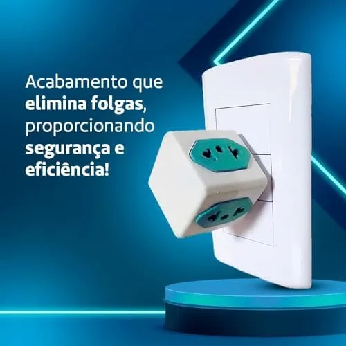 KIT Com 5 Adaptadores Benjamim Cubo 3D Com 3 Entradas de Tomada 10 Amperes E 1 Entrada de Tomada 20 Amperes CORES SORTIDAS Plug Padrão Novo 3 Pinos Resistente PREMIUM ONYK