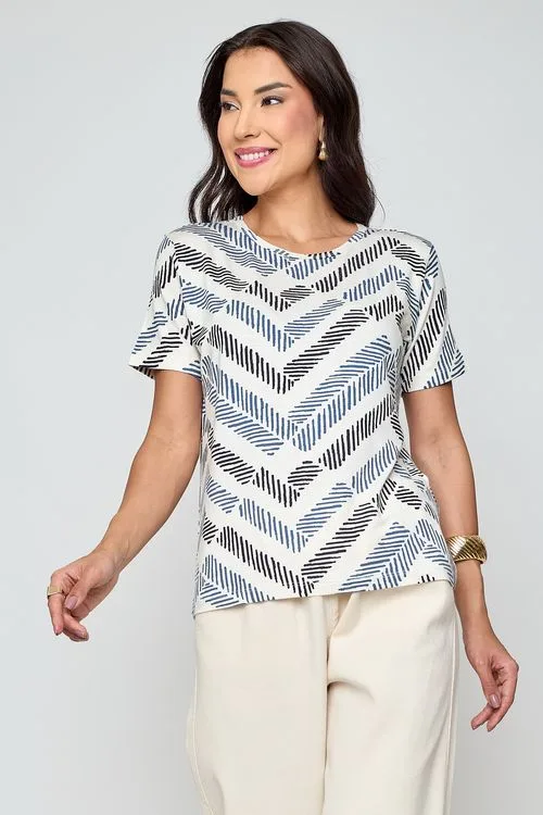 Blusa Feminina Caedu Estampada Off White Viscose