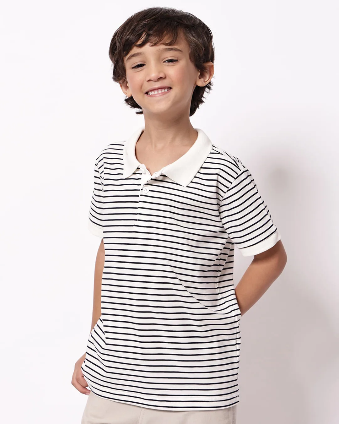 Camisa Polo Infantil Listrada Off White