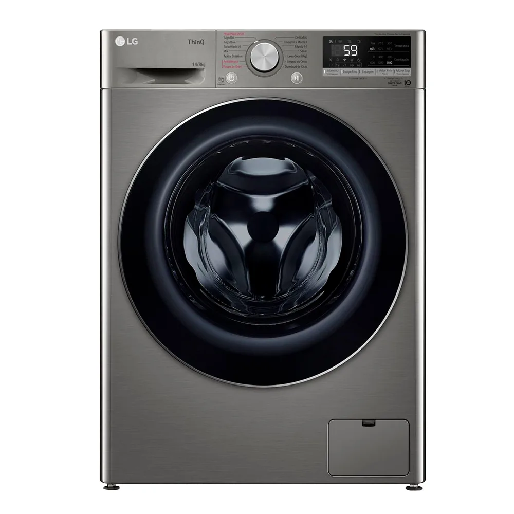 Lava e Seca LG VC4 Smart 14kg Automática com Inteligência Artificial CV5014PC4A - Inox - 220 Volts