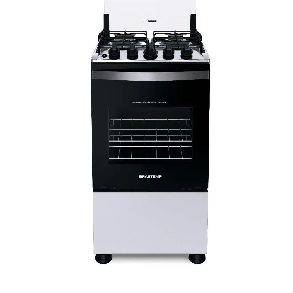 Fogão Brastemp 4 Bocas Branco com Duas Prateleiras com Alturas Ajustáveis - BFO4NBB - Bivolt
