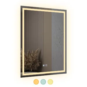 Espelho Led 3 Cores Retangular Banheiro Dual Touch C/ Desemba