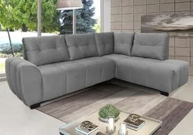 Sofá de Canto 6 Lugares Hellen Suede Velut Cinza 205/273 cm