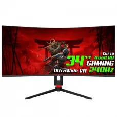 Monitor Gamer SuperFrame Precision, 34 Pol, Curvo, UltraWide, Quad HD, E-LED, 240Hz, 1ms, HDR, 110% sRGB, FreeSync/G-Sync, HDMI/DP, Preto, SFPCB-34240-QHD